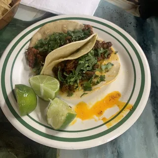 3 Tacos Al Pastor con Arroz y Frijol