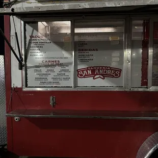 the menu items and types of meat