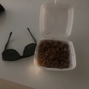 That's an $8 side of beans &amp; rice....  sunglasses for contrast  M-Friday 8-5...just stupid.