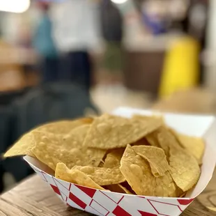 a basket of tortilla chips