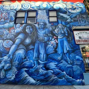 a mural on the side of a building