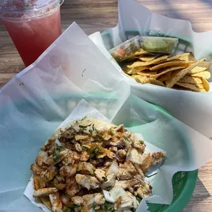 Fully loaded taco and watermelon aqua fresca