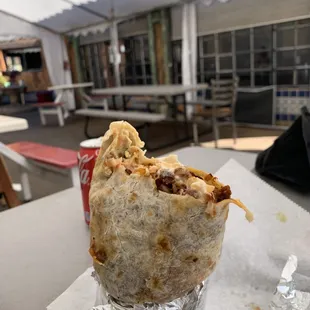 Al pastor super burrito: perfectly seasoned meat with all of the Mission-style fillings.