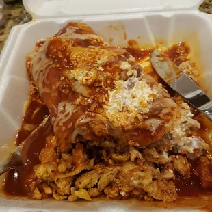 Grilled chicken wet burrito