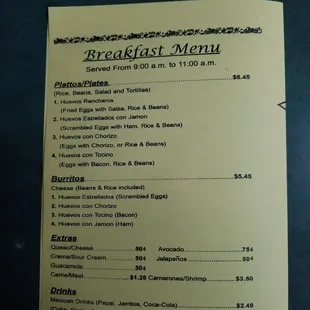 menu