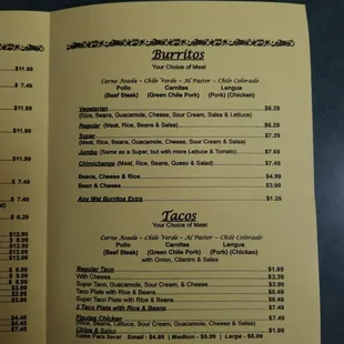 menu