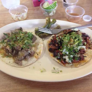 Lengua &amp; Pastor tacos