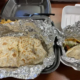 California Burrito with al pastor taco