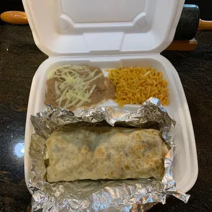 Chicken fajita burrito dinner