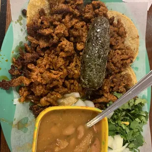 Asada tacos (mmm too salty for my liking)