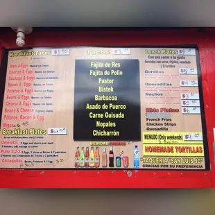 Our menu