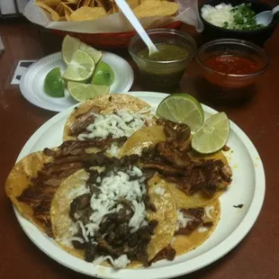 Tacos al pastor and Asada