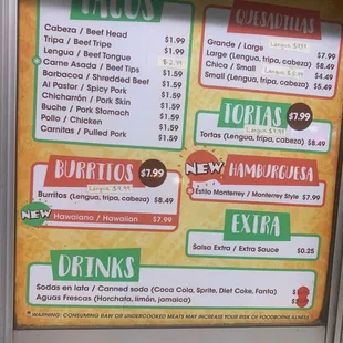 menu