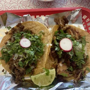 Asada (L) &amp; Carnitas (R)