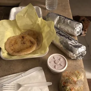 Burritos de luenga y asada then some pupusas