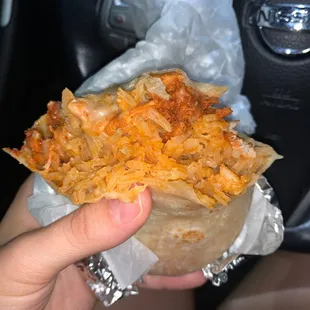 Chicken bean rice burrito no veggies