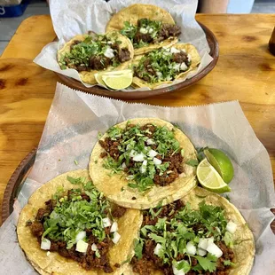 Lengua and Chorizo Tacos