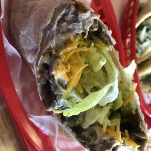 Inside of the steak burrito. It came with sour cream! That's not listed as an ingredient on the menu.