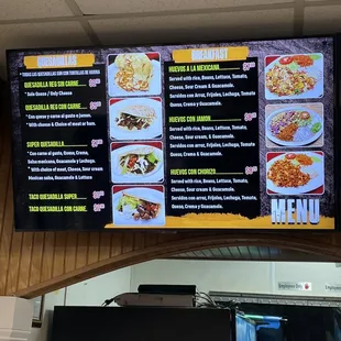 New Digital Menu Boards Quesadillas &amp; Breakfast