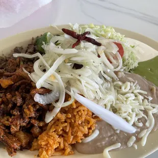 Meat plate with rice &amp; beans