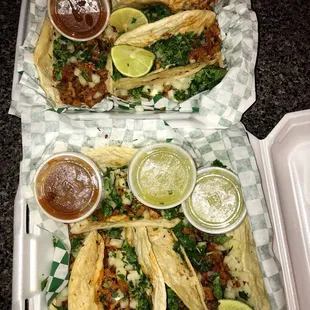El Pastor tacos to go- our favorite!