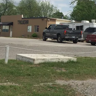 On the left is the building you sit in and on the right, you order your food.