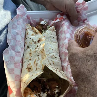 My husband's large taco(aka burrito)