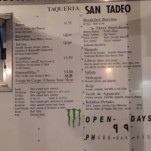 menu