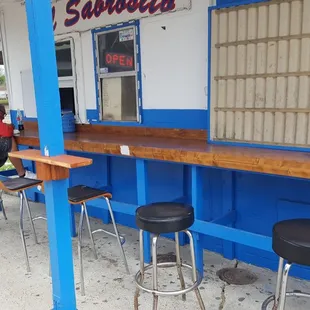 Couple of stools outside.