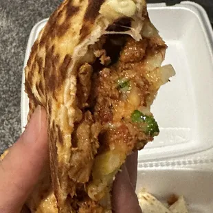 Chicken quesadilla - inside