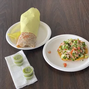 Shrimp Ceviche Carne asada burrito