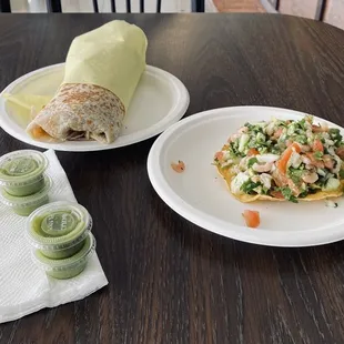 two plates of food on a table