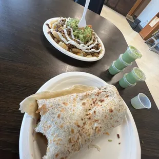 Carne asada fries and carne asada burrito