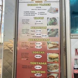 Full menu , drinks can be purchased , CASH ONLY