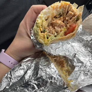 Shredded chicken happy burrito