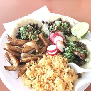 Carne asada lunch special with grilled potatoes