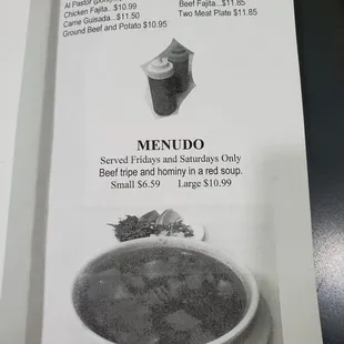 Other plates and Menudo