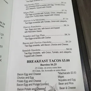 Breakfast plates and Breakfast Tacos