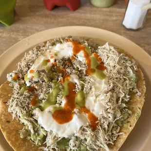 Giant chicken tostada