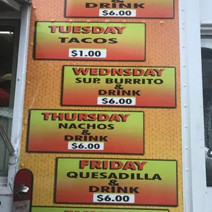 Our everyday specials.