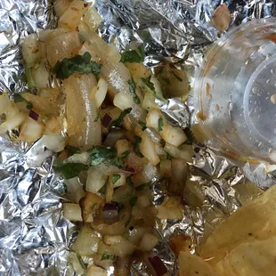 All the extra onions I didn't eat from the tacos. Ew