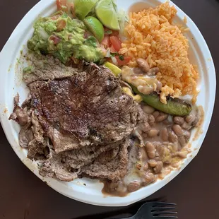 Carne Asade plate, comes with 4 corn tortilla not pictured $12.