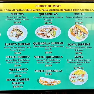 Menu - à la cart
