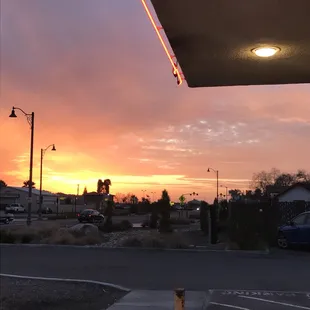 View as the sunsets right outside the restaurant