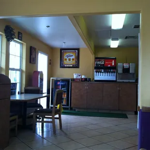 The entrance and soda fountain.