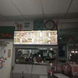 Menu....notice cash only.  Food made fresh....prepare to wait....food to follow later