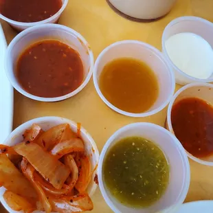 a variety of condiments