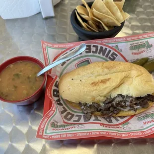 Torta with charro beans