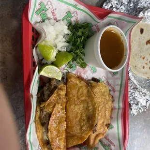 The quesabirria taco platter.