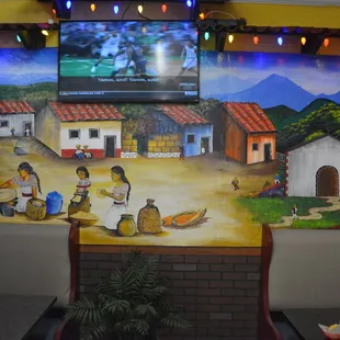 Mural at the end. My booth on right